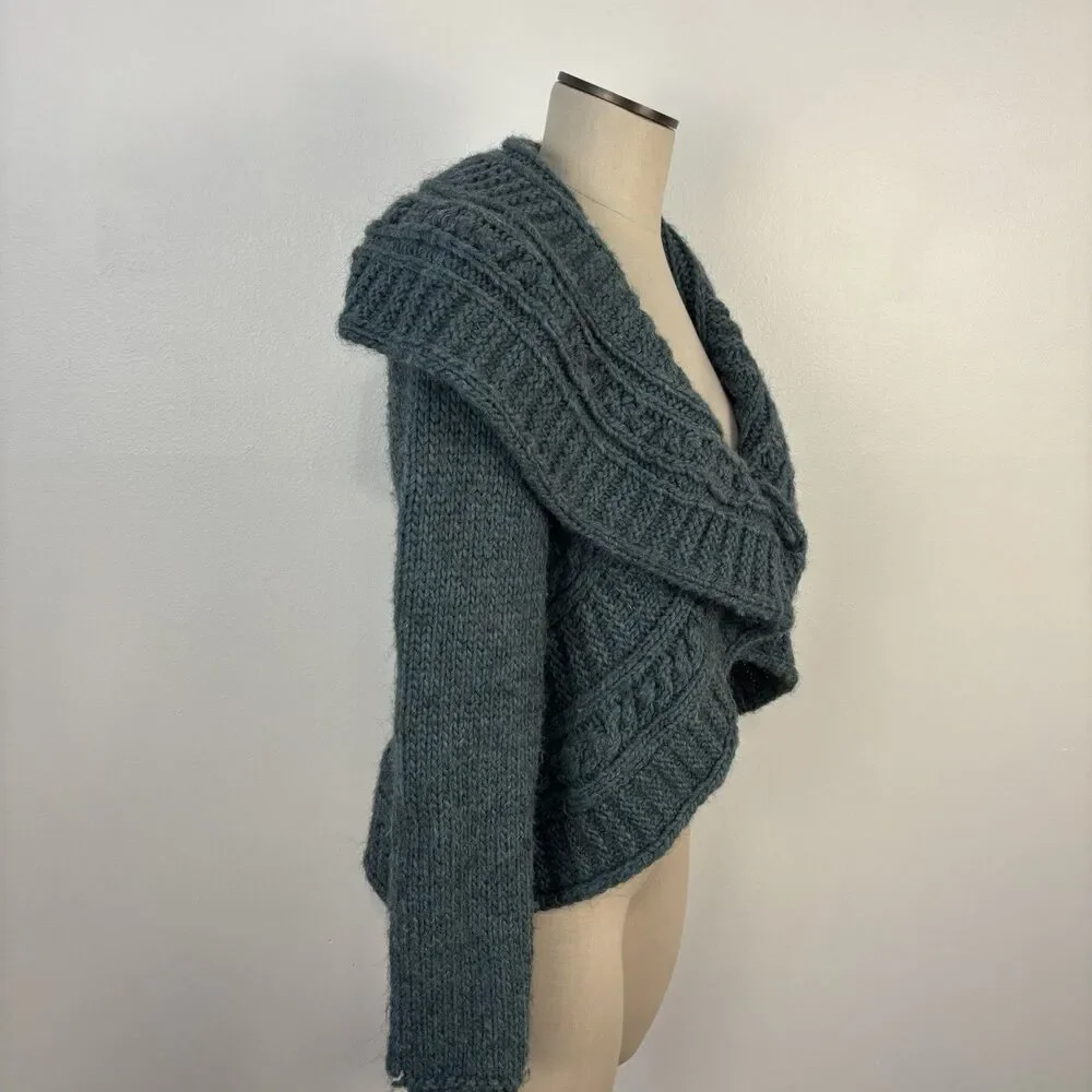 Elsamanda Womens S Alpaca Wool Cardigan Sweater Green Made Italy Anthropologie